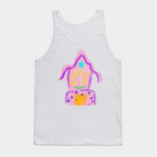 Pink yellow watercolor pastel fairy house Tank Top